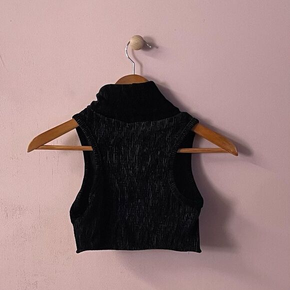 JLuxLabel Black Textured Turtleneck Wired Under-Bust Crop Top Size S EUC - Picture 2 of 13